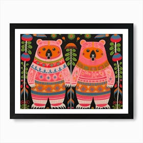 Wombat 1 Folk Style Animal Illustration Art Print