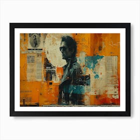 Analog Fusion: A Tapestry of Mixed Media Masterpieces Johnny Cash Art Print