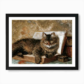 The Wise Cat 1886 by Henriette Ronner-Knip (Dutch, 1857-1906) | Famous Fluffy Tabby Cat Antique Art Art Print