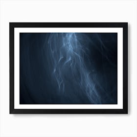 Glowing Abstract Curved Light Blue And White Lines 7 Art Print