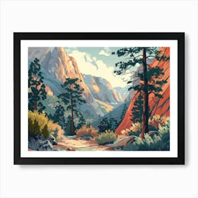 Vintage Wooded Pines 2 Art Print