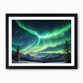 Northern lights in the snow Art Print