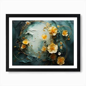 Yellow Flowers Abstract Painting Art Print