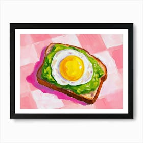 Avocado Egg On Toast Pink Checkerboard 1 Art Print