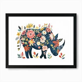 Little Floral Rhinoceros 1 Art Print