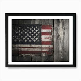 American Flag Rendered In Black And White With Subtle Red Stars Against A Smudged Vintage Backdrop R Art Print