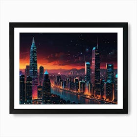 Cityscape At Night Art Print