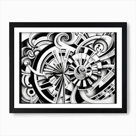 Chromatic Fusion Abstract Black And White 5 Art Print
