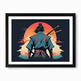 Anime Samurai Warrior Silhouette Art Print