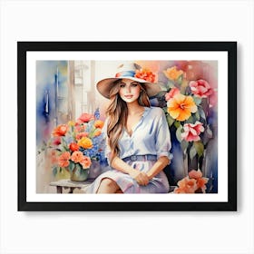 Girl Among Flowers 23 Art Print