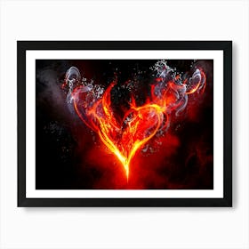 Abstract Digital Painting Of Passion And Love Shaping From Glowing Embers Of Black And Red Flame Sm 2 Art Print