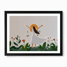 Woman In The Garden Art Print