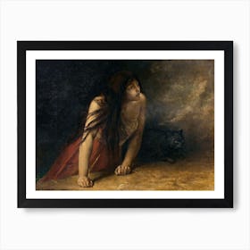 The Witch by Jean-Francois Portaels 1800s - 19th Century Remastered oil of canvas Witchy Art Print Dark Aesthetic Gallery Wall Decor Black Cat Witchcraft Pagan Unusual Art Print