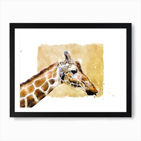 A Nice Giraffe Art Illustration In A Painting Style 04 Art Print