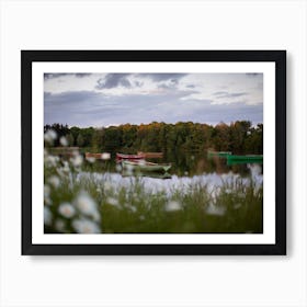 Rowing Boats And Lakeside Blooms Art Print