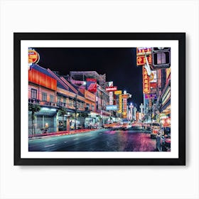 Chinatown By Night Art Print