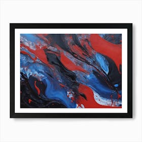 Abstract Painting In Blue, Red And White Art Print