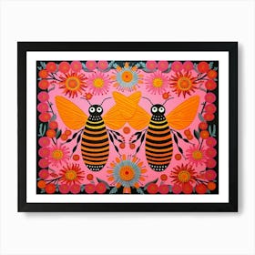 Honey Bee 1 Folk Style Animal Illustration Art Print