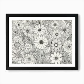 Flowers In Black And White 2 Art Print