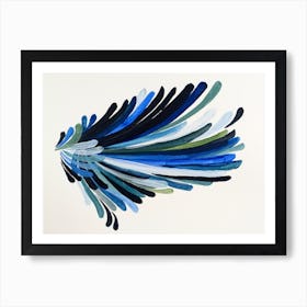 Blue Open Wings Feather Painting Art Print