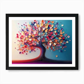 Colorful Tree with Multicolor Leaves 8 Art Print