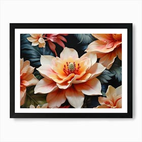 Flowers On A Black Background 14 Art Print