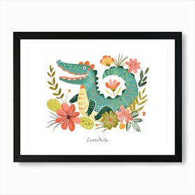 Little Floral Crocodile 3 Poster Art Print