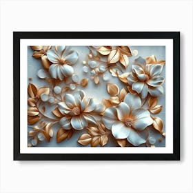 White And Gold Flowers Art Print