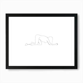 Female kneeling nude line - side view Art Print