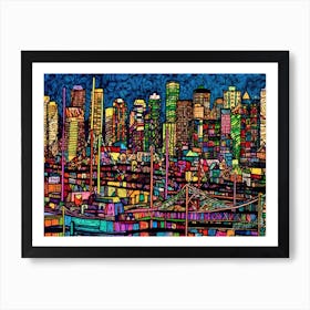 Vancouver BC Harbour City - Cityscape Of Vancouver Art Print