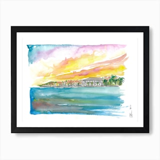 Gustavia St Barts Waterfront At Sunset Art Print