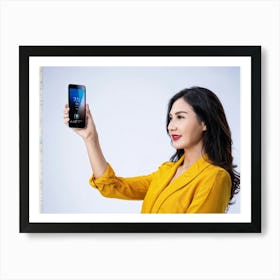 Telecom Media White Touch Screen Communication Mobile Phone Screen Woman Phone Application (17) Art Print