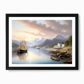 Camden Mountains From The South Entrance To Camden Harbor 1 Art Print