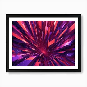 Abstract Image Of A Tunnel Of Vibrant, Geometric Shapes In Shades Of Pink, Red, And Purple Art Print