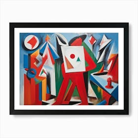 Abstract Painting Capturing The Essence Of Confusion And Joy Where A Human Figure Colored Vibrant (2) Art Print