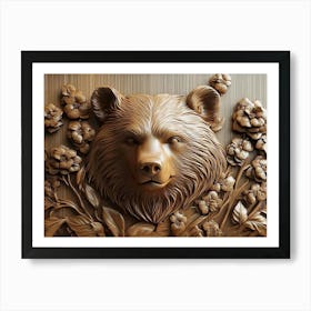 Exquisite 3d Bear Relief Art Creating Elegant and Sophisticated Art Print