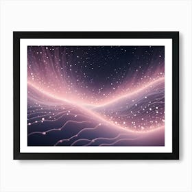 Abstract Background Of Glowing Pink Lines And Particles, Creating A Soft And Ethereal Scene Art Print