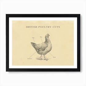 British Chicken Butcher Meat Cuts Chart Art Print