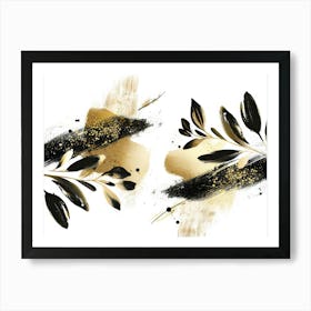 Gold And Black Abstract Painting 76 Art Print