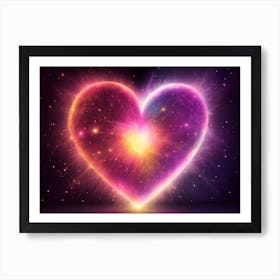 A Colorful Glowing Heart On A Dark Background Horizontal Composition 90 Art Print