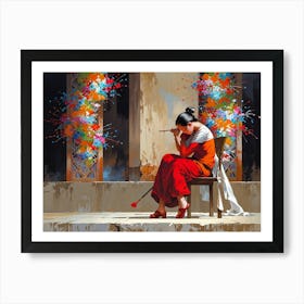 Woman Sitting On A Chair 1 Art Print