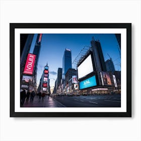 Blank Billboard Towering Above Bustling Urban Street Blank Slate Awaiting Advertisement Surrounded (3) Art Print