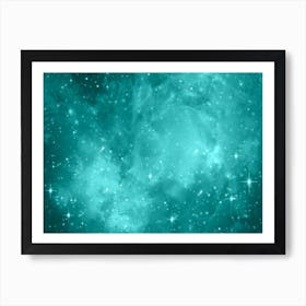 Teal Galaxy Space Background Art Print