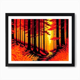 Sunset In The Forest 1 Art Print