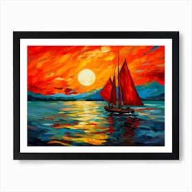 Sailing Into Parisian Sunset Art Print