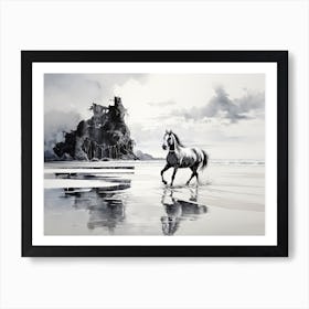 A Horse Oil Painting In Railay Beach, Thailand, Landscape 4 Art Print