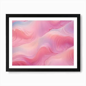 Abstract Image Of A Colorful, Undulating Landscape Rendered In Soft, Pastel Hues Of Pink, Orange, And Blue Art Print