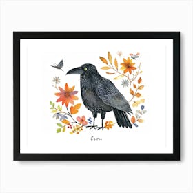 Little Floral Crow 3 Poster Art Print