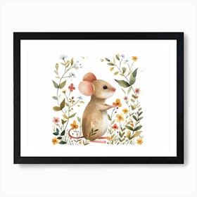 Little Floral Mouse 2 Art Print