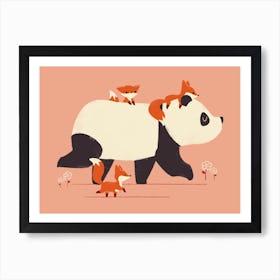 Panda and the Foxes Art Print